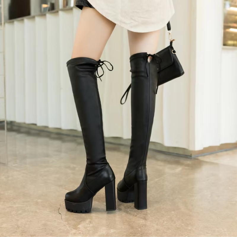 Botas overknee mujer ligeras con tacón alto elegante