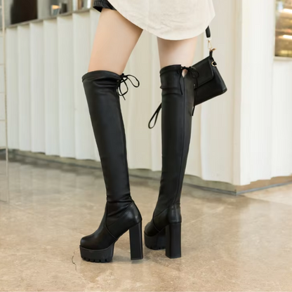 Botas overknee mujer ligeras con tacón alto elegante