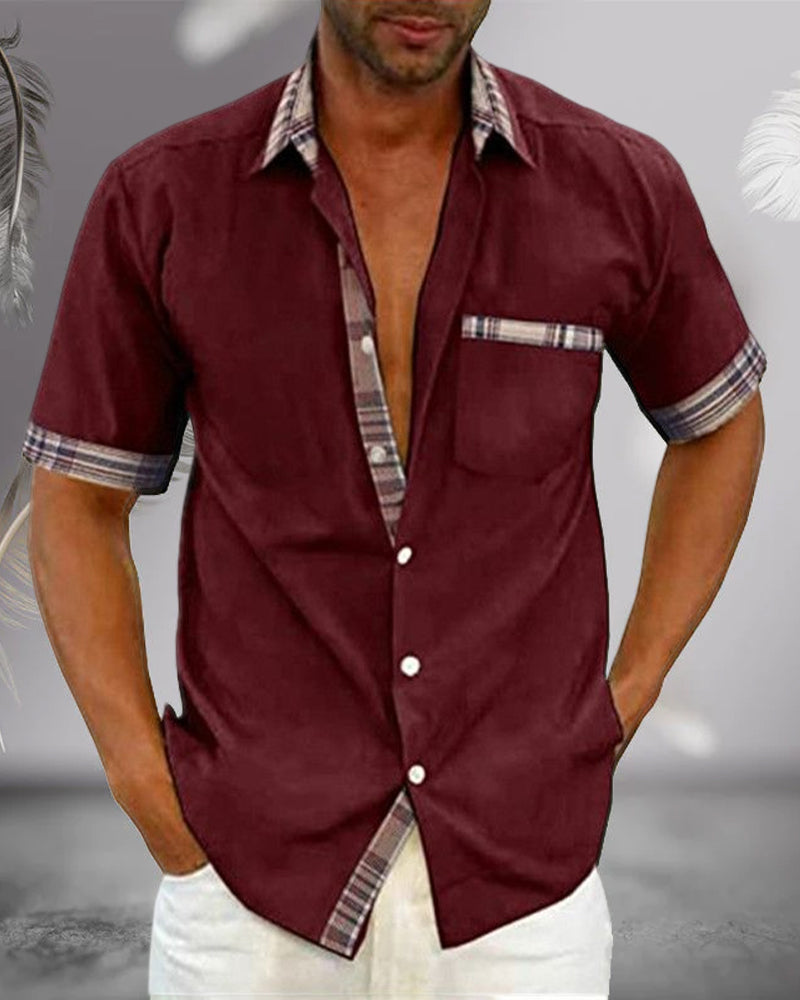 Camisa Hombre Manga Corta Elegante Ajuste Clásico