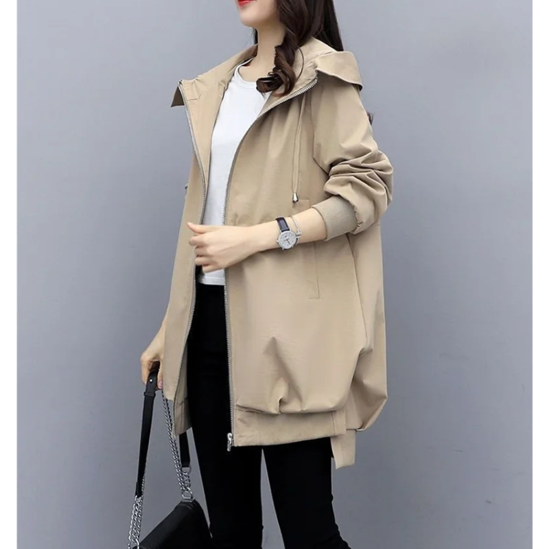 Trench Coat Mujer Ligero con Cremallera Corte Relajado
