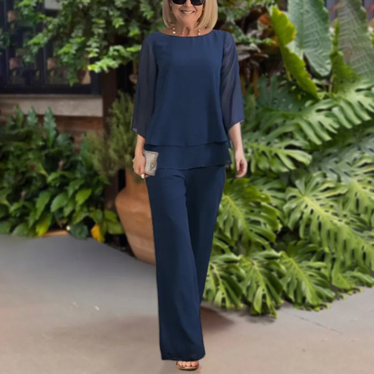 Conjunto Mujer Blusa Fluida y Pantalón Largo - Mavetta