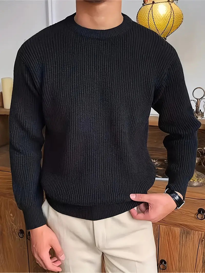 Jersey Hombre de Punto Grueso Cuello Redondo