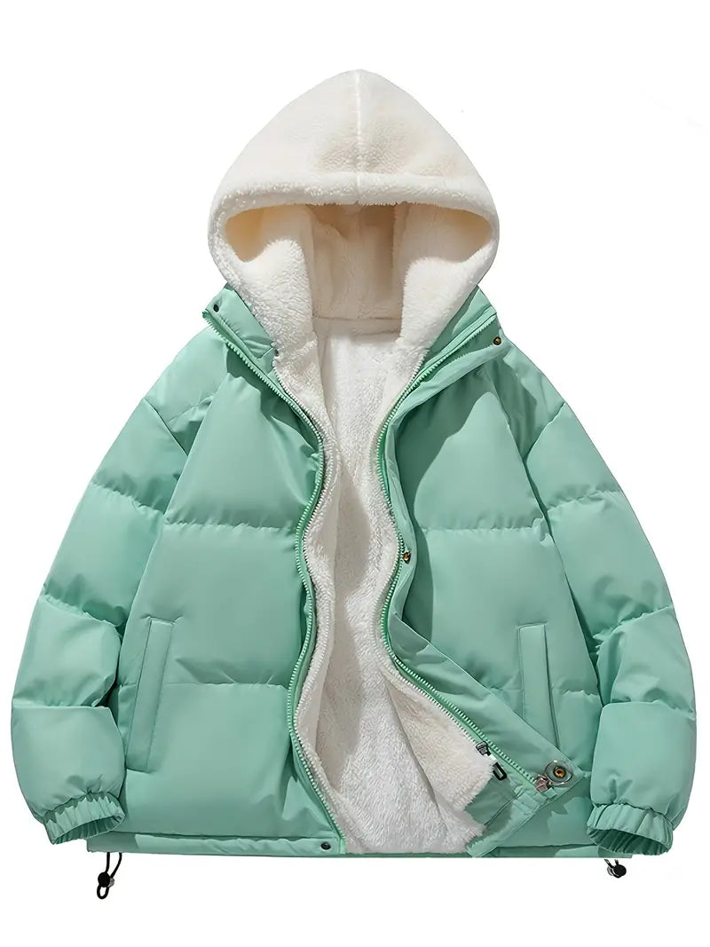 Abrigo Puffer Mujer Invierno con Capucha Acolchado