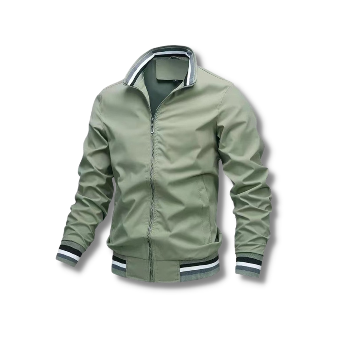 Chaqueta Hombre con Cremallera y Detalles en Material Técnico