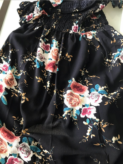 Vestido Largo Mujer Estampado Floral Hombros Descubiertos Bohemio
