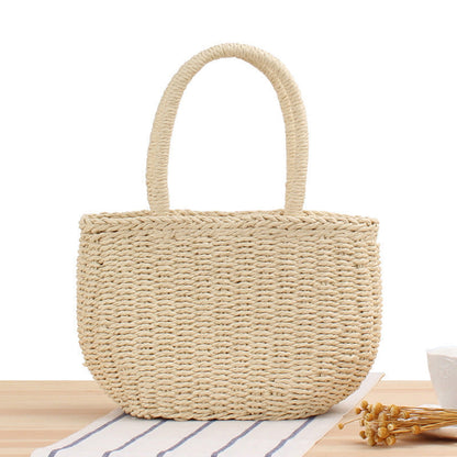 Bolso Mujer de Paja Tejido a Mano Estilo Veraniego