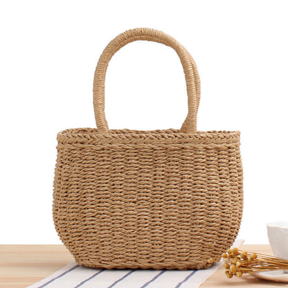 Bolso Mujer de Paja Tejido a Mano Estilo Veraniego