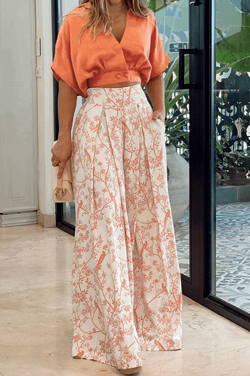 Conjunto Mujer y Pantalón Corto Estampado Tropical - Mavetta