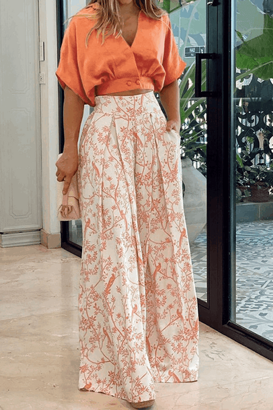 Conjunto Mujer y Pantalón Corto Estampado Tropical - Mavetta