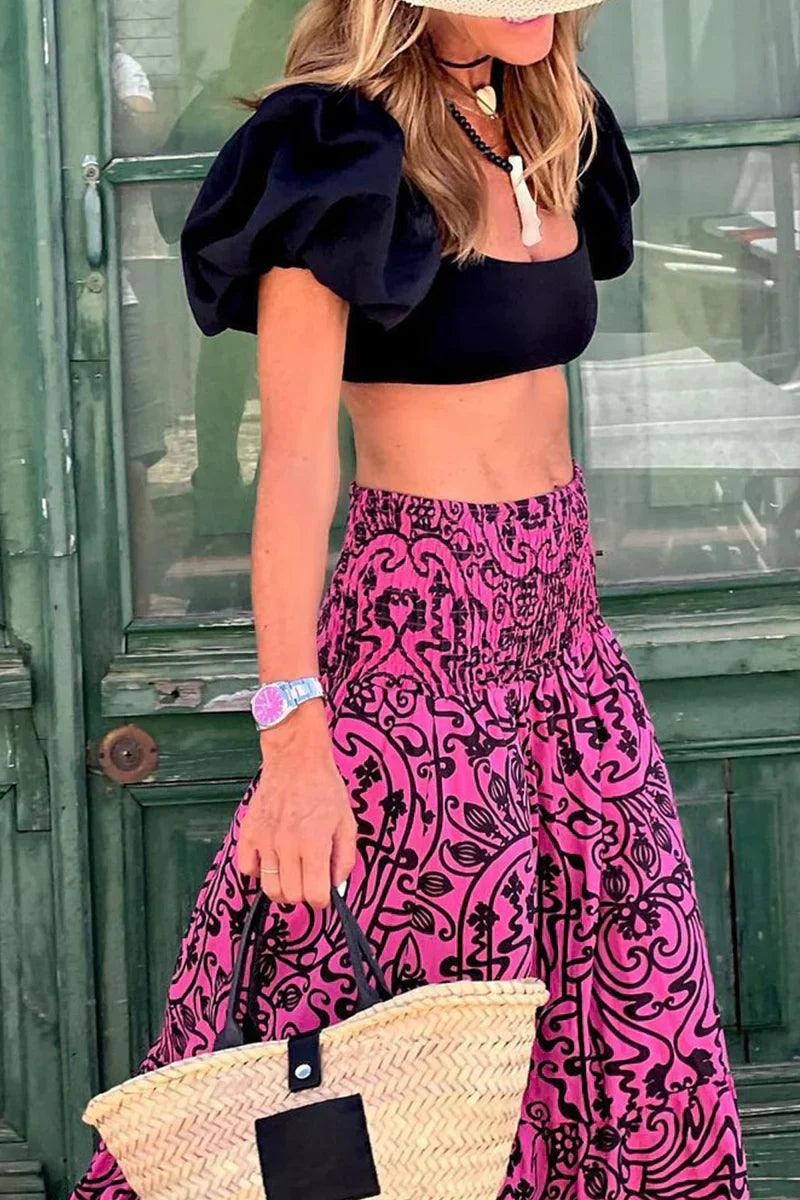 Falda larga mujer de talle alto estilo maxi