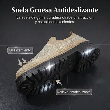 Mocasines Mujer sin Cordones con Pedrería Brillante