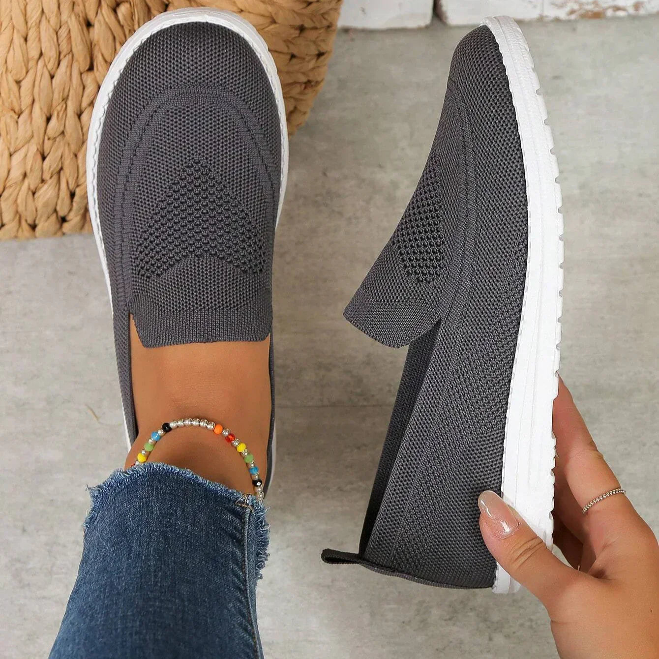 Zapatillas casual mujer tejido transpirable sin cordones - Mavetta
