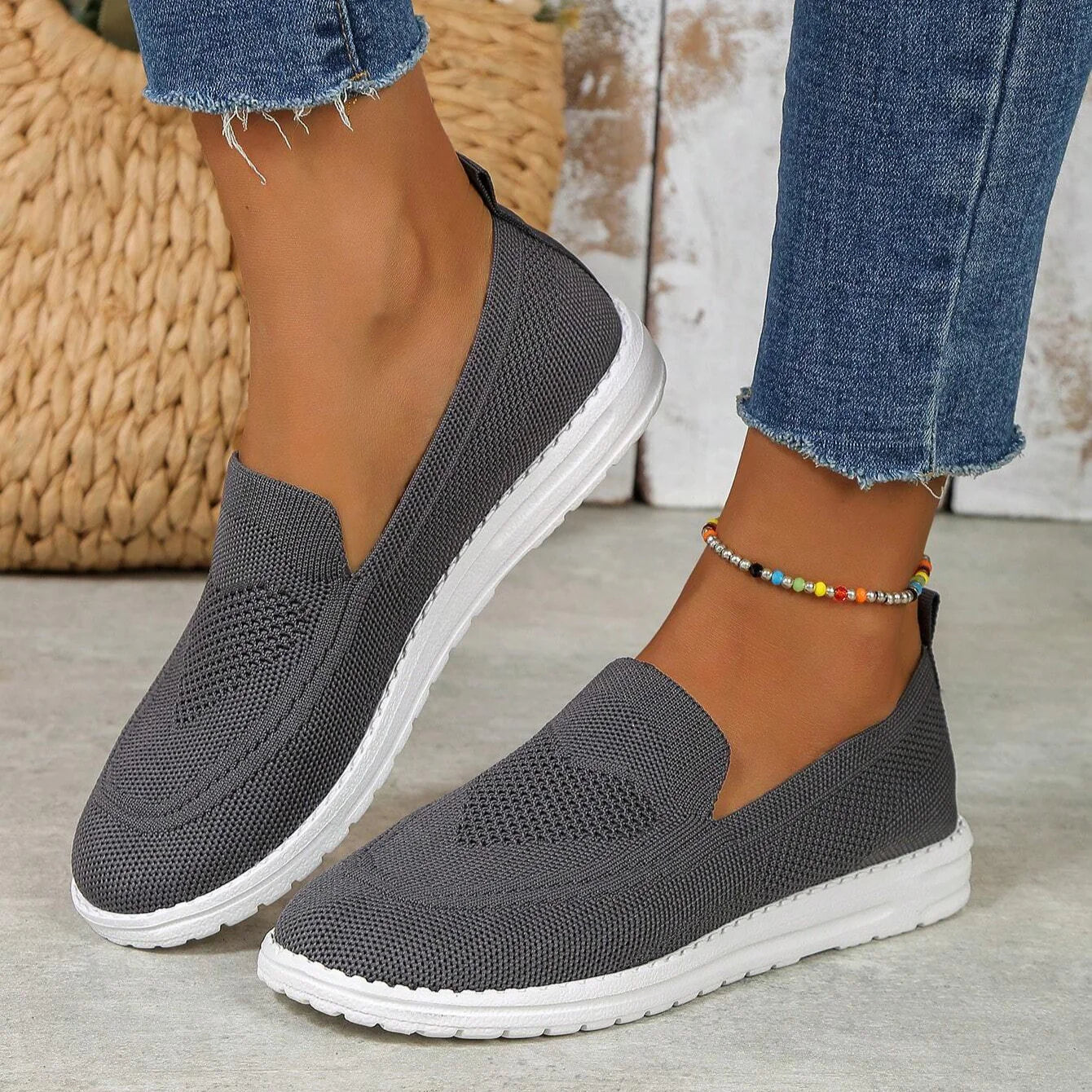 Zapatillas casual mujer tejido transpirable sin cordones