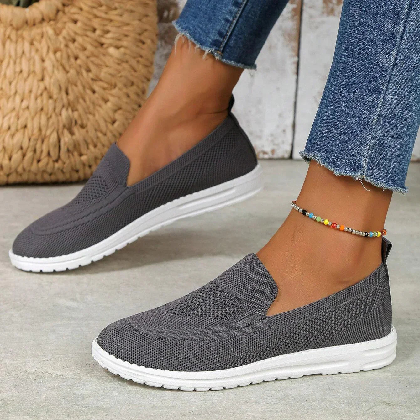 Zapatillas casual mujer tejido transpirable sin cordones