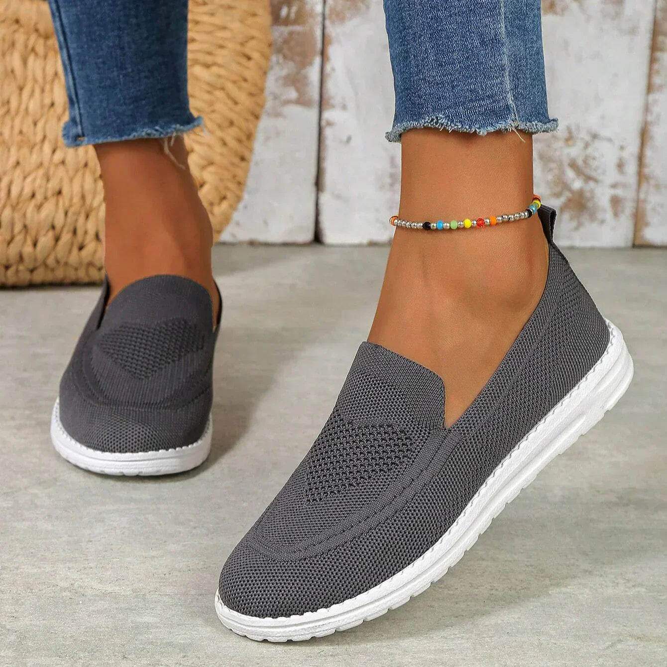 Zapatillas casual mujer tejido transpirable sin cordones