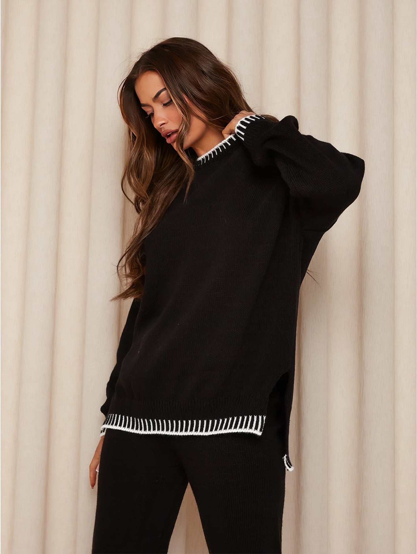 Conjunto Mujer de Lana Holgado Estilo Lounge Dos Piezas
