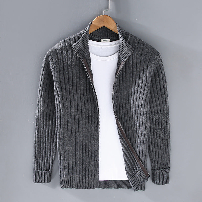 Chaqueta punto hombre con cremallera y cuello alto ajustada - Mavetta