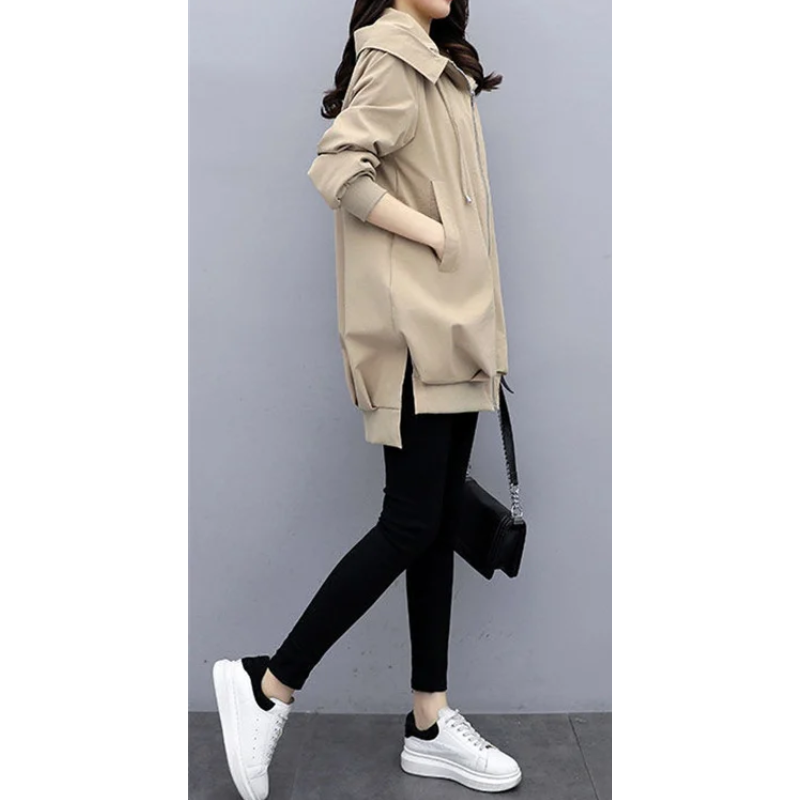 Trench Coat Mujer Ligero con Cremallera Corte Relajado