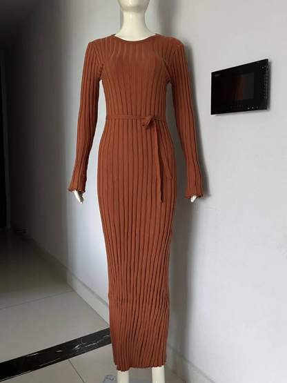 Vestido largo mujer de plumeti tejido elástico ajustado plisado