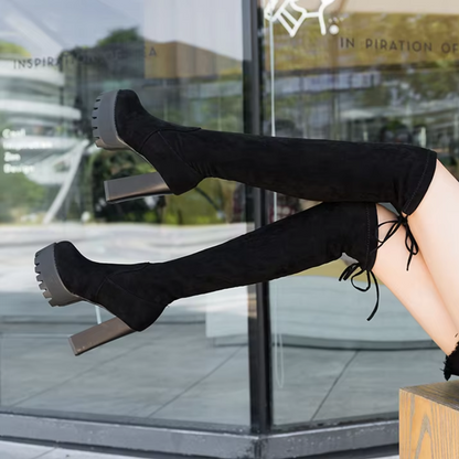 Botas overknee mujer ligeras con tacón alto elegante