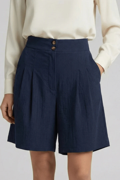 Bermudas Mujer Talle Alto con Pinzas Corte Sartorial