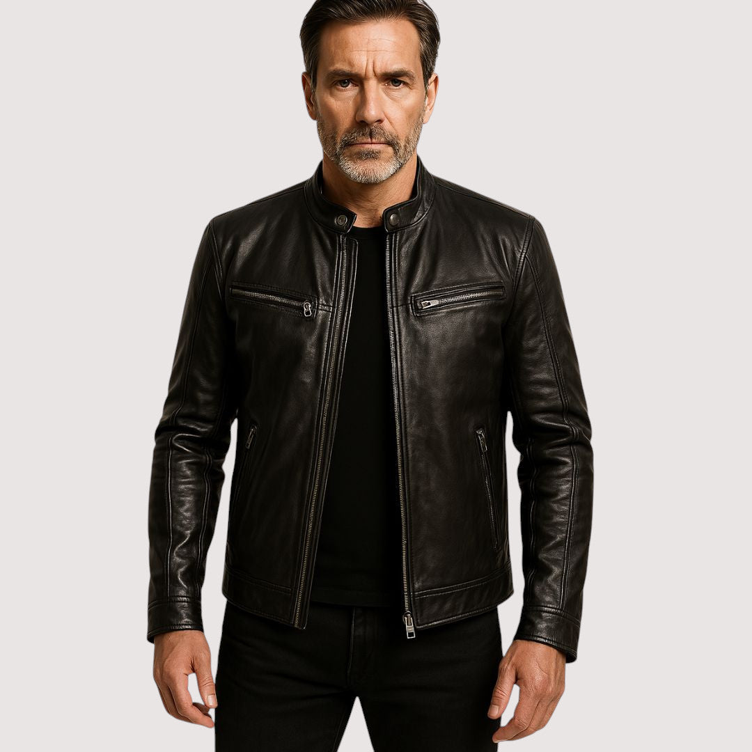 Chaqueta Biker Hombre Ajustada con Cremallera - Mavetta