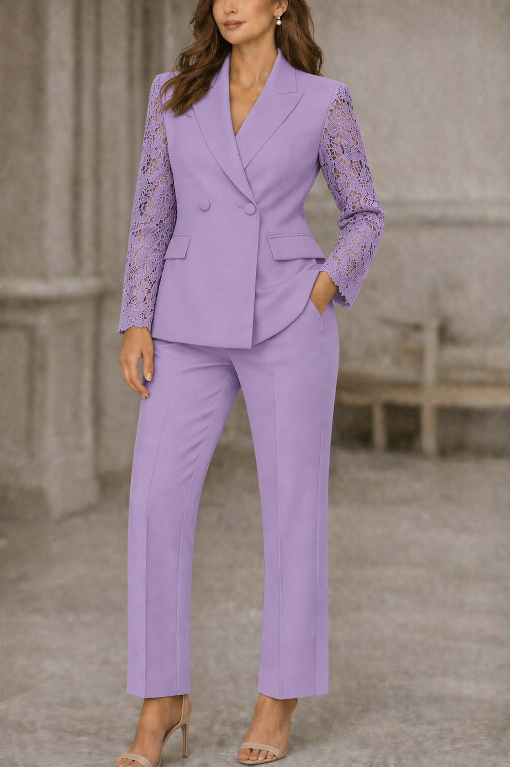 Conjunto Mujer de Encaje Chaqueta y Pantalón