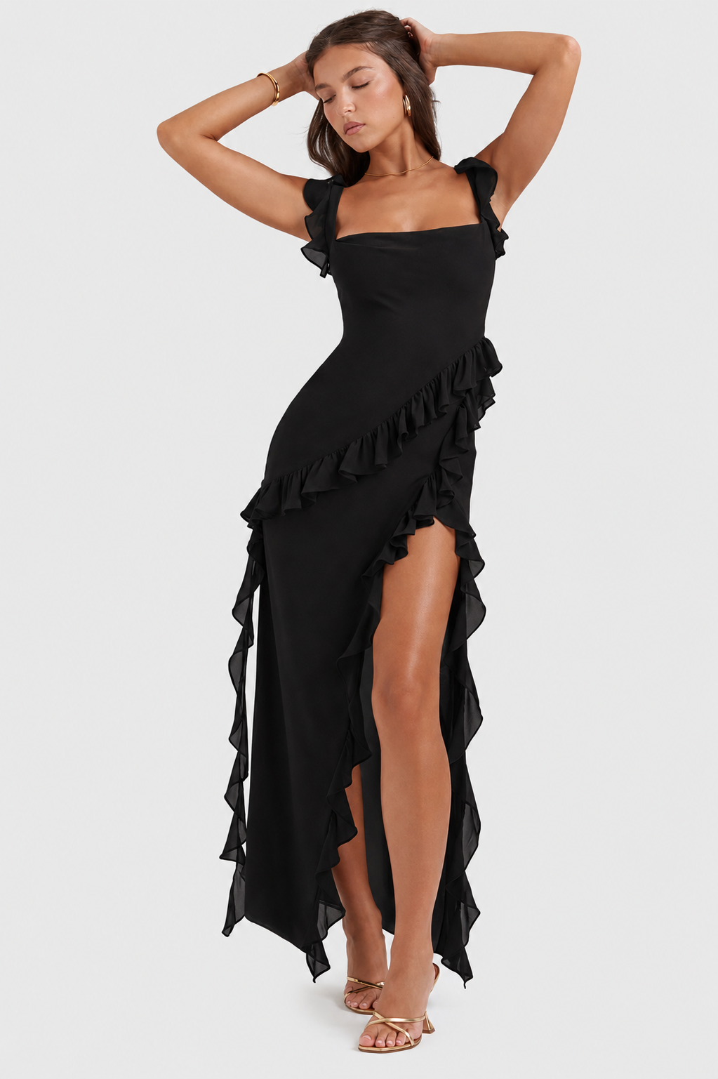 Vestido Largo Mujer Elegante Corte Fluido
