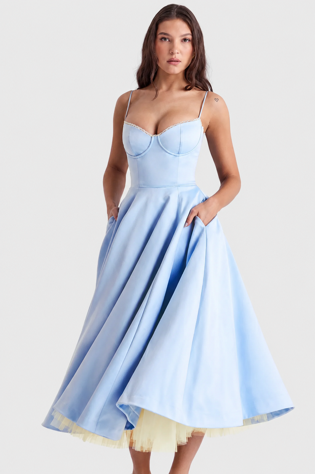 Vestido Midi Mujer de Satén Suave Ajuste Elegante