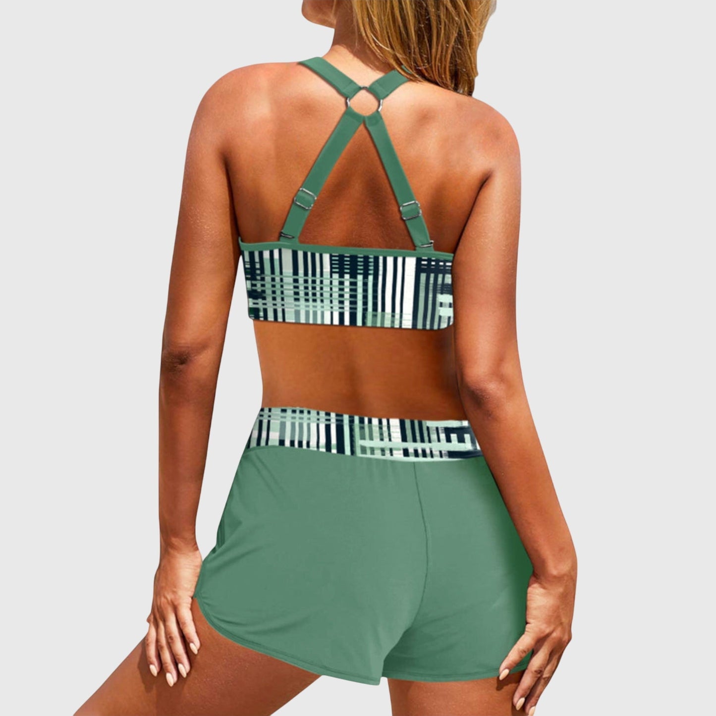 Bikini Mujer de Dos Piezas con Rayas Ajuste Clásico