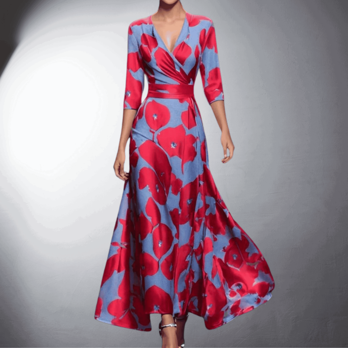 Vestido Noche Mujer con Detalles Florales Ajuste Elegante