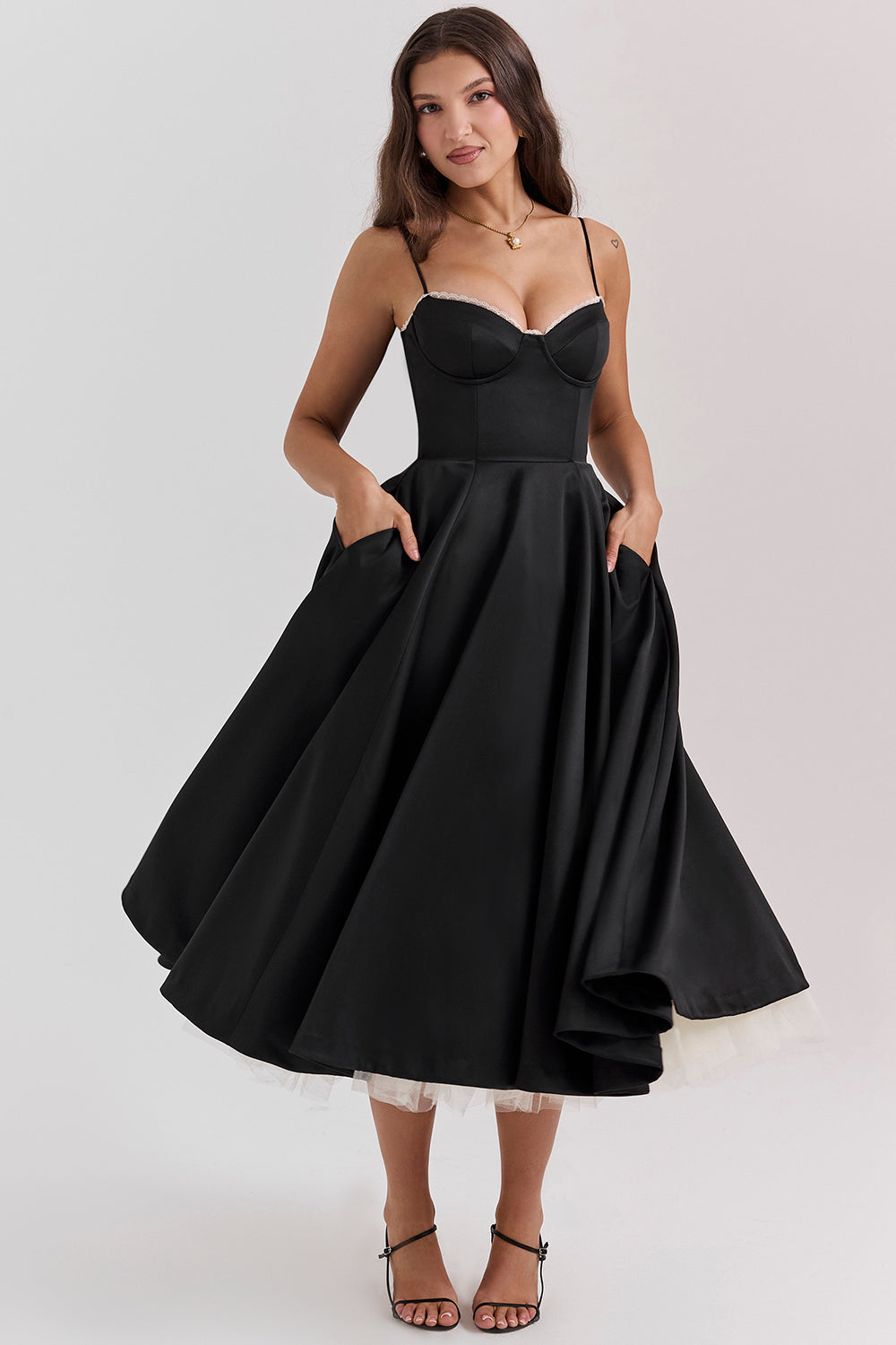 Vestido Midi Mujer Cocktail Elegante Ajuste Clásico
