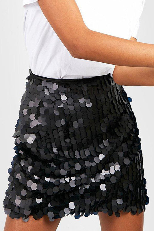 Falda corta mujer de lentejuelas ajustada - Mavetta