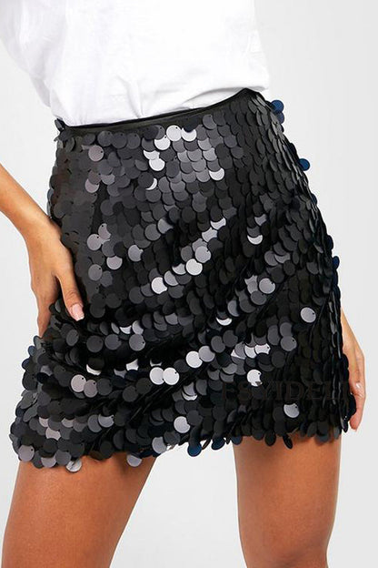 Falda corta mujer de lentejuelas ajustada