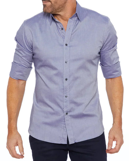 Camisa Hombre Manga Larga Cremallera Cuello Clásico