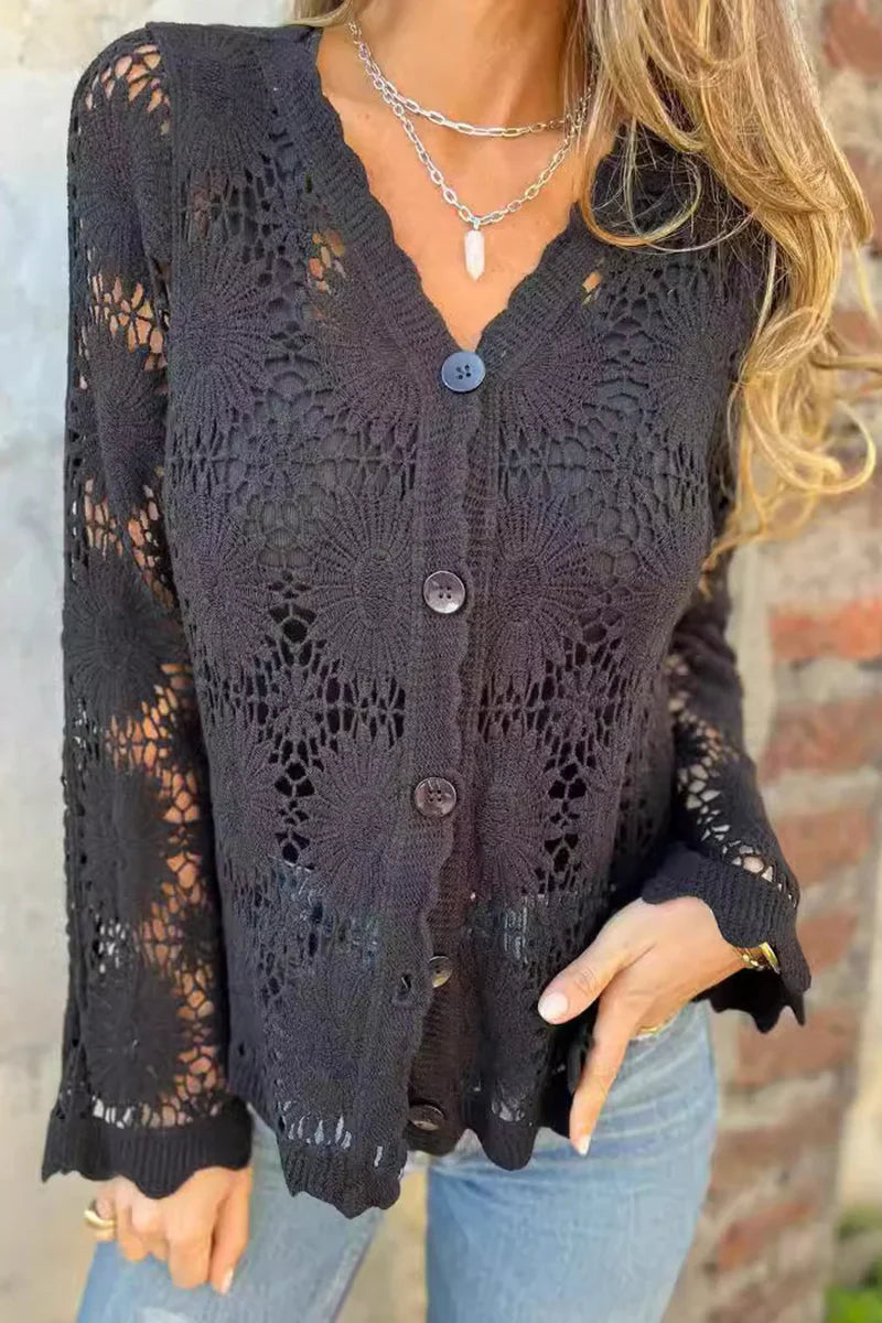 Cardigan Mujer de Encaje Cuello en V