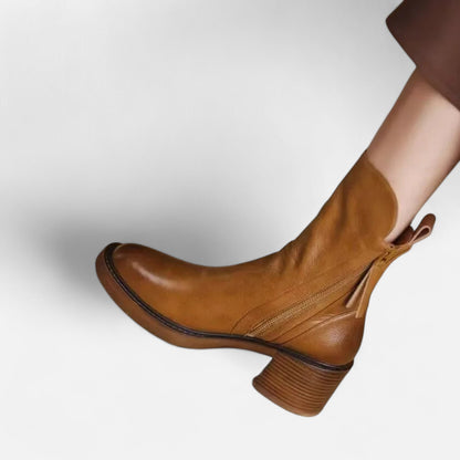 Botines Mujer Invierno Piel Sintetica Cierre Cremallera