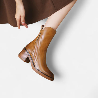 Botines Mujer Invierno Piel Sintetica Cierre Cremallera