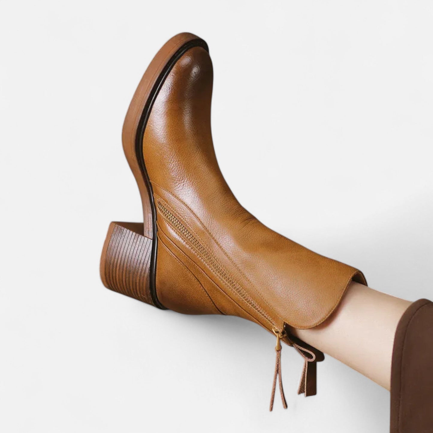 Botines Mujer Invierno Piel Sintetica Cierre Cremallera