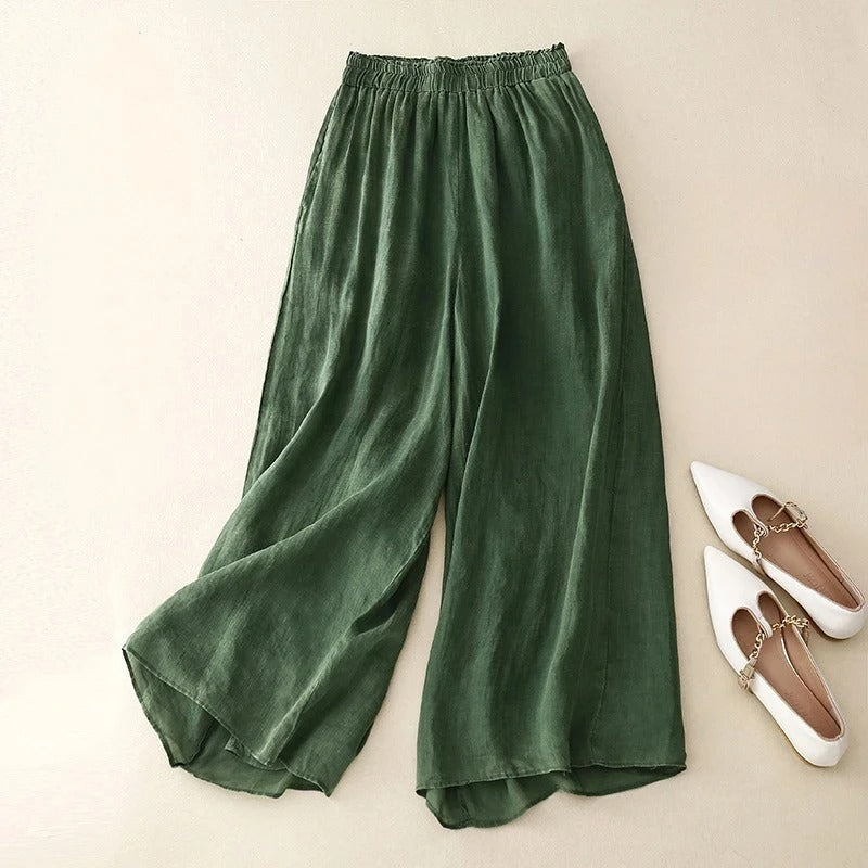 Pantalón ancho mujer cintura alta diseño elegante