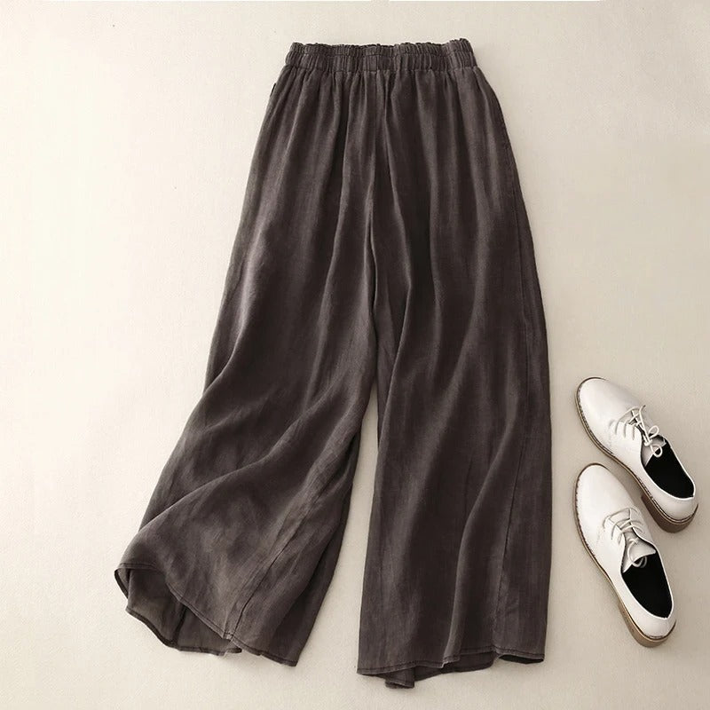 Pantalón ancho mujer cintura alta diseño elegante