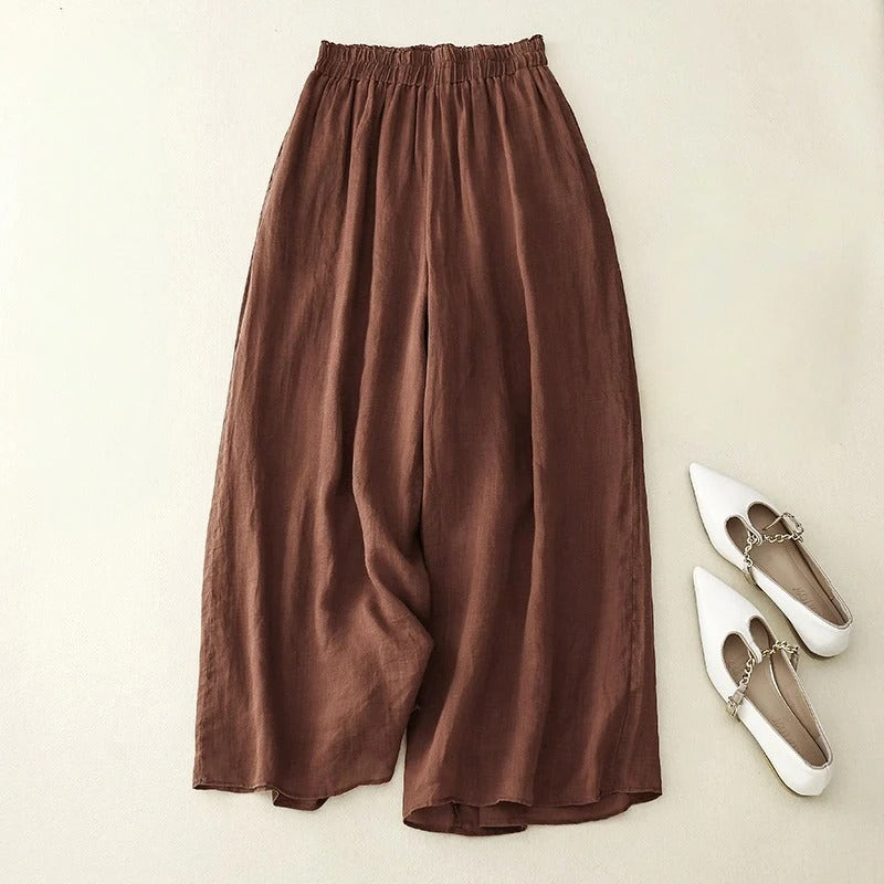 Pantalón ancho mujer cintura alta diseño elegante - Mavetta
