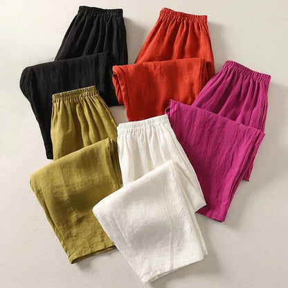 Pantalón Mujer Fluido Algodón Lino