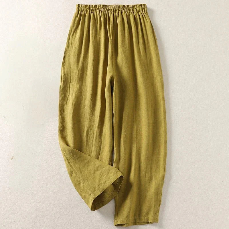 Pantalón Mujer Fluido Algodón Lino