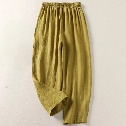 Pantalón Mujer Fluido Algodón Lino