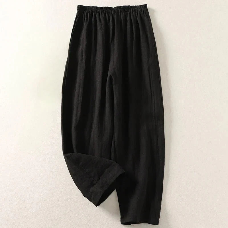 Pantalón Mujer Fluido Algodón Lino