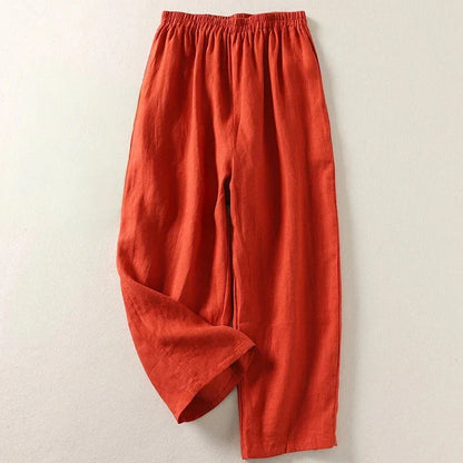 Pantalón Mujer Fluido Algodón Lino