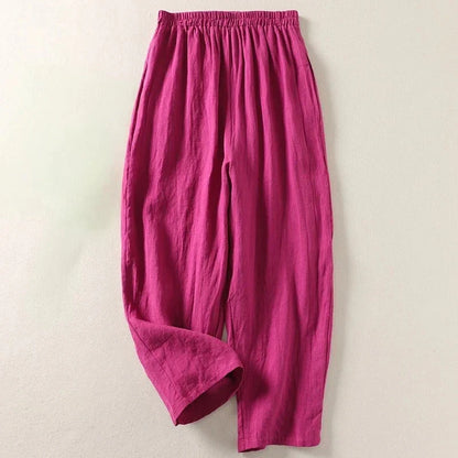 Pantalón Mujer Fluido Algodón Lino