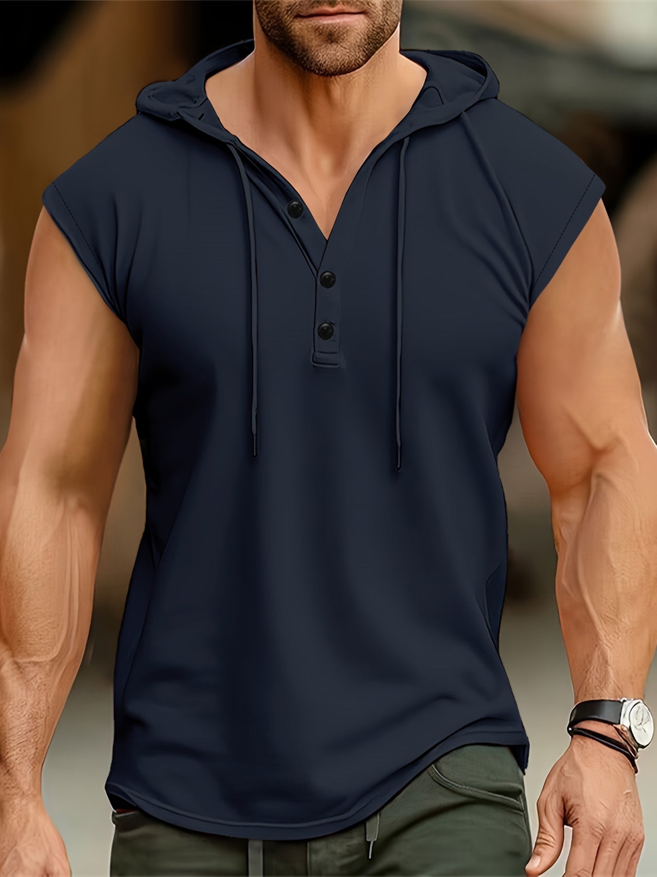 Camisa sin mangas hombre tejido transpirable con capucha