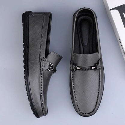 Mocasines Hombre de Cuero Genuino Estilo Conducción Suela Goma Slip-On
